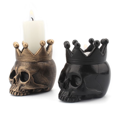 Resin crown skull candle - resin,