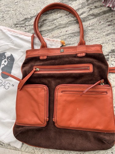 Suede and leather tote bag - and,