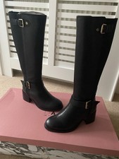 Women's Black Leather Dune Boots. Never Worn . Size 3