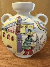 Rörstrand Sweden Vase Hand Painted Village Scene c1930 Adelheid Heidi Heimann 