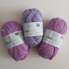 Rico Baby Cotton Soft Dk Print Lilac 50% Cotton 50% Acrylic  3x 50g Balls Yarn