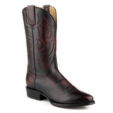 Men's Stetson Carlisle Boots Round Toe Handcrafted Black Cherry
