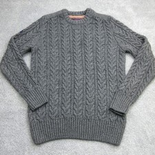 Superdry Jumper Mens Medium Grey Cable Knit Sweater Sweatshirt Pullover 6800