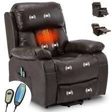 Heated Recliner Chair Leather 8 Point Electric Massage Sofa Armchair With Remote