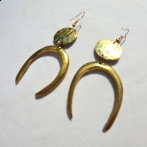 African brass horseshoe - african, dangle