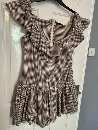 Zara gingham off - off, shoulder