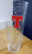 2x Tennents Pint Glasses, used. M18 CE stamped.