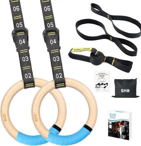 Ghb gymnastic rings wooden - wooden, gym