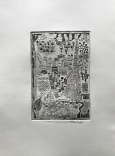 Klaus Thelen Hannover? Aquatint etching #1 Composition Street Houses Trees