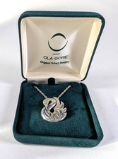 Ola Gorie Vintage OMG Asgard Swan Sterling Silver Pendant and Chain Boxed
