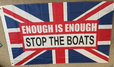 BRAND NEW UNION JACK Great Britain Enough Is Enough Stop The Boats Flag 5 x 3 ft