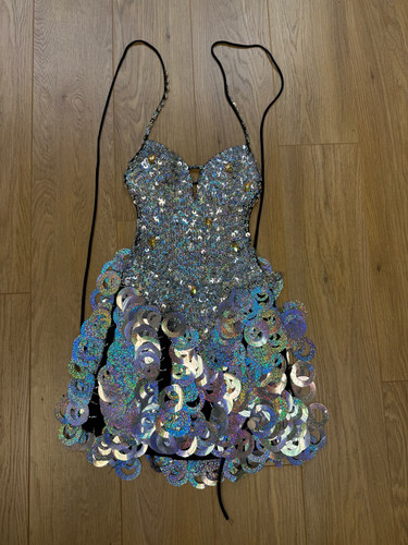 Silver sequin dress with - silver,