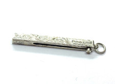 Antique 1892 Chester Sterling Silver Hand Engraved Retractable Toothpick 2.4 gr