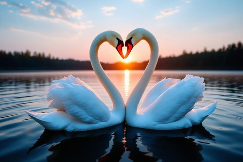 Love heart swans canvas - love,