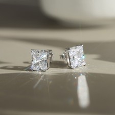 1ct Princess Cut Earrings