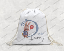 Cute Rabbit Personalised Draw String Bag, Gift for Girl, Gift for boy, PE, Work