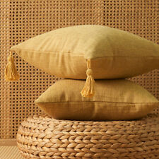 18"x18" Cotton Linen With Tassels Sofa  Cushion Cover Pillowcase Home Decors UK 