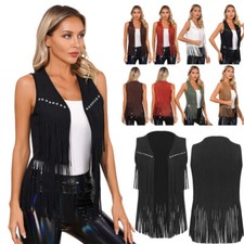 UK Women Fringe Vest Open