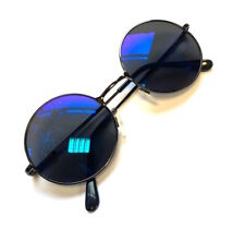 Black Steampunk Sunglasses BLUE LENS 50s Round Glasses Vintage Retro John Lennon