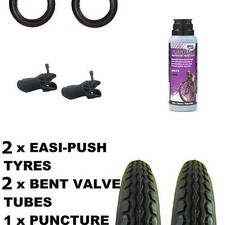 2 x Bugaboo Gecko Pram TYRES 12 1/2" x 2 1/4 + 2 x Bent tubes + Puncture Sealant