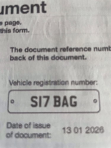 Private reg number - number, bag