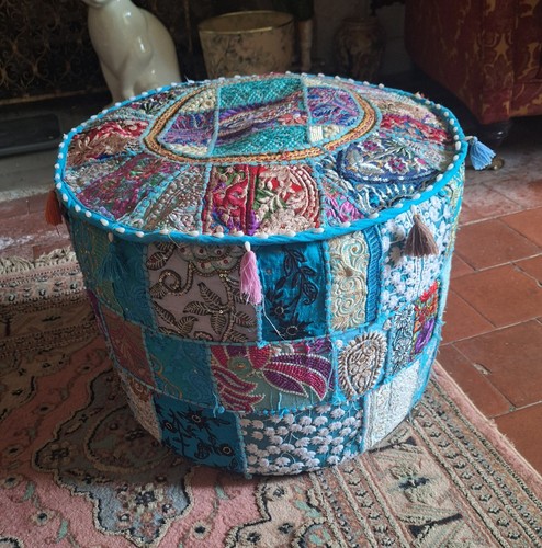 Indian ottoman pouf - pouf, round