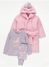 New With Tags Girls Unicorn Dressing Gown & Pyjamas Set Age 3-4 Years