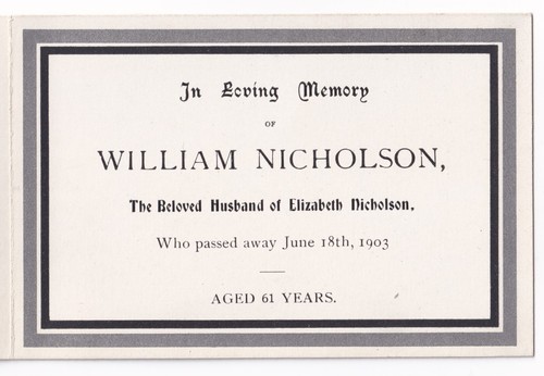 Memorial card 1903 william - card,, 1903,