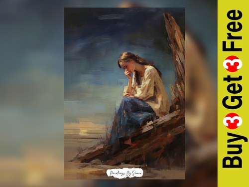 Contemplative woman oil - contemplative,