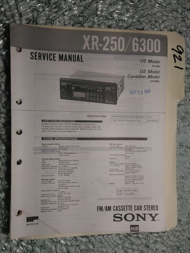 Sony 250 6300 service - xr-250,