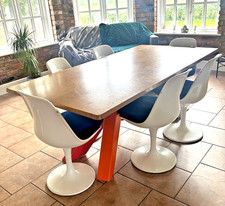 6 White Eero Saarinen tulip chair replicas - Fibreglass reproduction, metal base