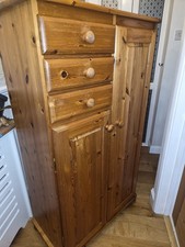 Pine tallboy wardrobe with
