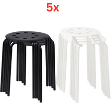5x IKEA MARIUS Stool Black/White Strong Stackable Multi-Purpose 45cm New
