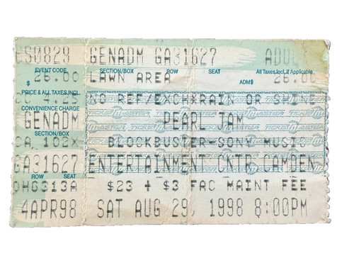 Pearl ticket stub 1998 - pearl,