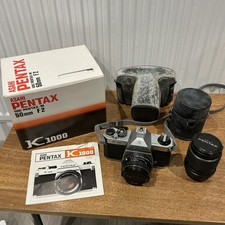 Pentax K1000 Camera and Lenses bundle 35mm SLR Film Camera, box & instructions 
