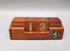 Vintage Wooden (Isle of Man) Desk Perpetual Calendar 