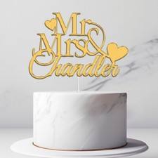 Personalised Acrylic Cake Topper Mr & Mrs Topper Engagement Wedding Celebrations