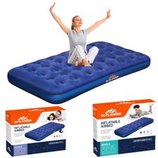 High Raise Flocked Air Bed Inflatable Camping Mattress Home Travel AC Pump