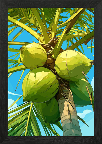 Coconut palm tree with green - with,