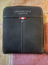 CarrKen Vintage Style Trifold Faux Leather Wallet Color Block Design - Coffee