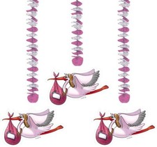 3 X PINK STORK BABY SHOWER