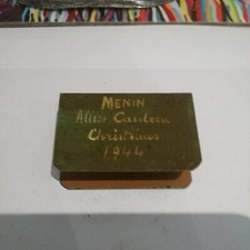  WW2 Trench Art - Matchbox Cover - Menin Allies Canteen - Christmas 1944