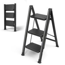 3 Step Ladder Folding Step Stool Heavy Duty Metal Small Compact Foldable Ladders