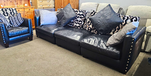 Large black genuine leather - black,