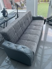 3-Seater Modern Sofabed Recliner Sofa Bed Linen Double Sleeper Couch Settee