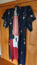 Authentic Women's Traditional Japanese Costume Kimono Obi Set, Washable, Import