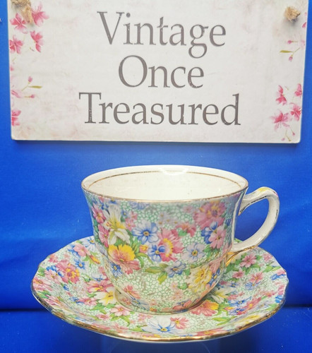 Marion chintz tea cup - tea, saucer