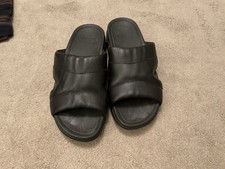 Fit Flop Leather Sliders Black