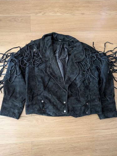 Vintage black suede leather - vintage,