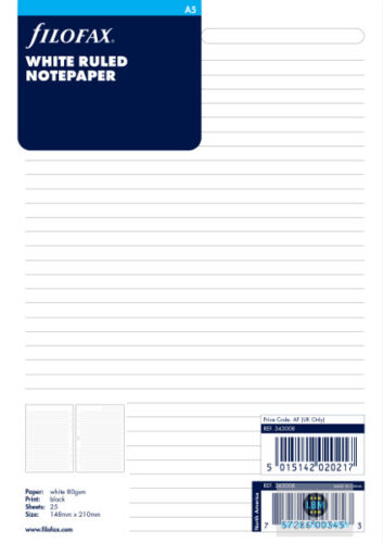 Filofax size white ruled - filofax,
